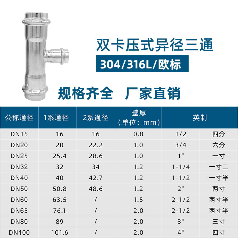 双卡压式异径三通