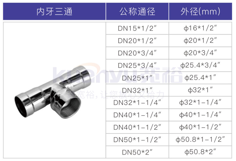 不锈钢环压内牙三通